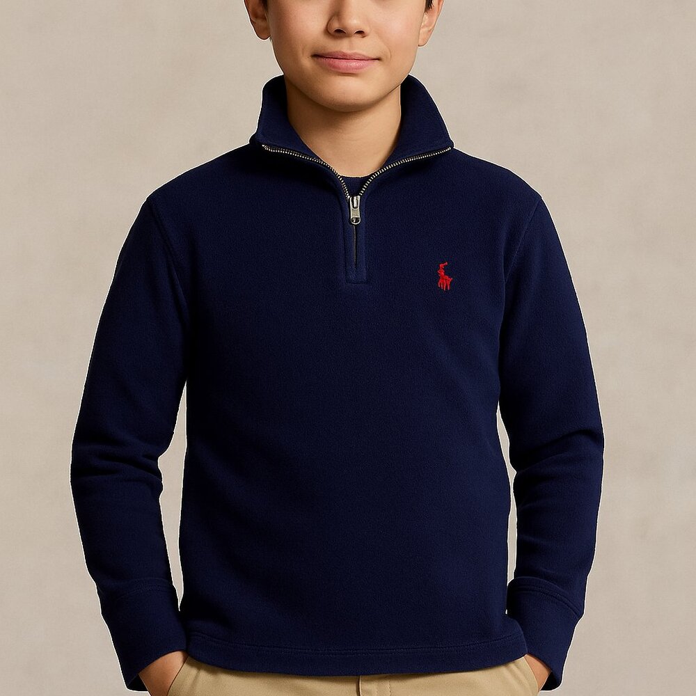 Polo Ralph Lauren Kids Boys Size 8 Navy Knit Quarter Zip Pullover Sweater